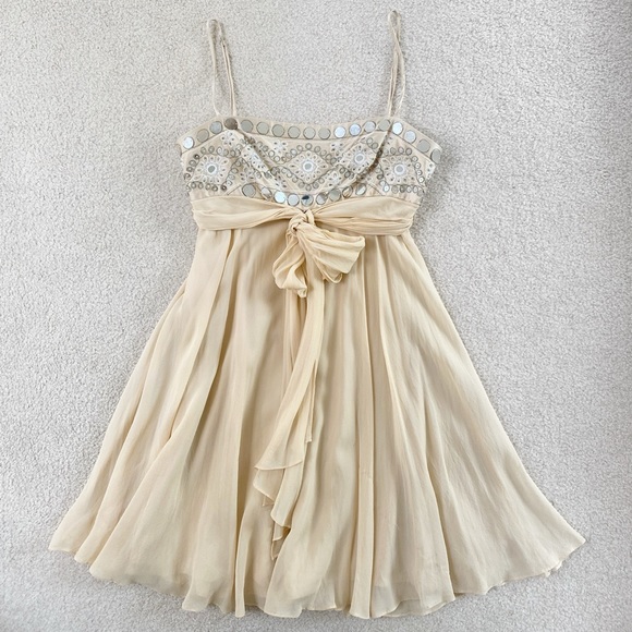 BCBGMaxAzria Dresses & Skirts - BCBG Champagne/nude Embellished Cocktail Dress